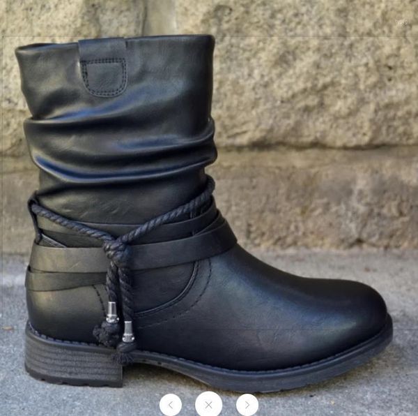 

boots 2021 fashion winter ankle woman pu zipper thick round toe motorcycle female fur warm bota mujer 35-431, Black