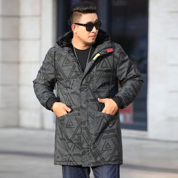 

mens winter parkas jackets mens casual loose large size hooded down jackets cotton print thicken warm long jacket and coat m-8xl1, Black