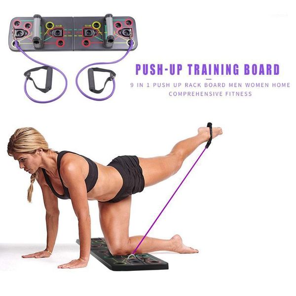 

9 in 1 push up rack board with resistance bands men women home comprehensive fitness exercise body building training equipment1