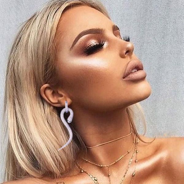 

dangle & chandelier be 8 stylish exaggerated long drop earrings snake shape for women fashion jewelry boucle d'oreille femme 2021 e637, Silver