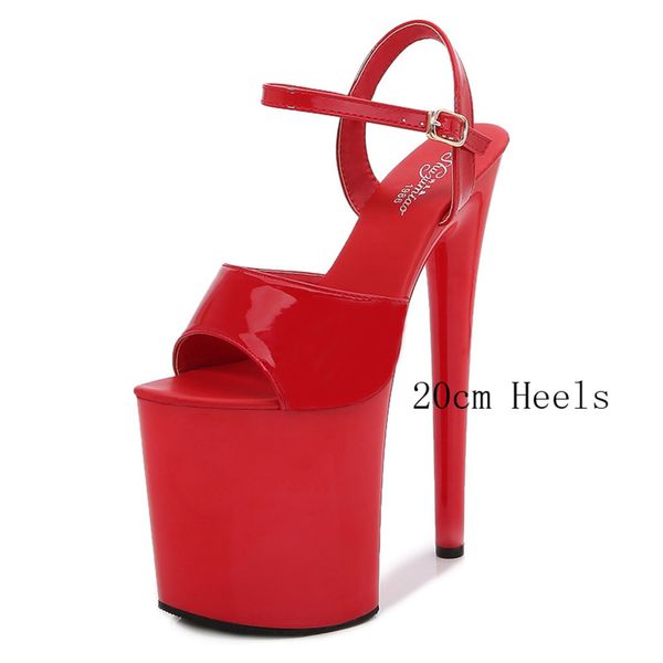 

ltarta lacquer leather 17 20cm platform sandals heels thin heeled waterproof platform high sandals female club sandals lfd c0202, Black