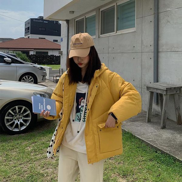 

women's down & parkas 2021 women thick winter coat with hood jacket oversize loose outerwear female casaco feminino parkas1, Black