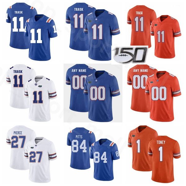 

men women youth ncaa florida gators college football 11 kyle trask jersey 27 dameon pierce 1 kadarius toney 84 kyle pitts ventrell miller, Black