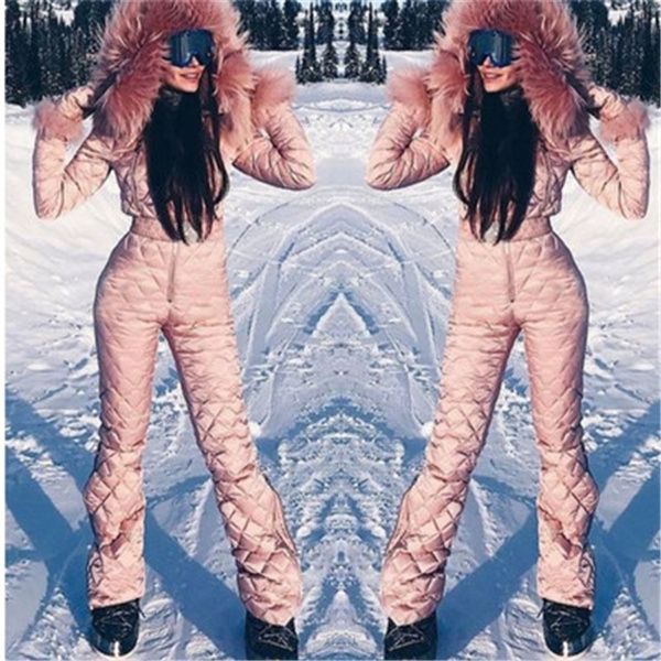 

2020 ski set jumpsuit hooded women overalls outdoor sports snowboard jacket one-piece ski suit warm waterproof winter clothing