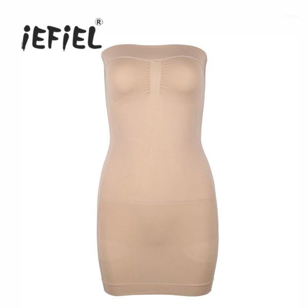

iefiel beautiful women strapless control slip full body shaper shapewear slims mini dress for nightclub underdress1, Black;white