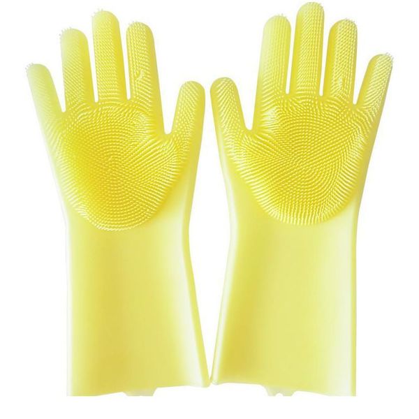 

1pair rubber sponge gloves sile cleaning gloves magic dishwashing gloves for washing dishes with brushes kitchen h bbynvm