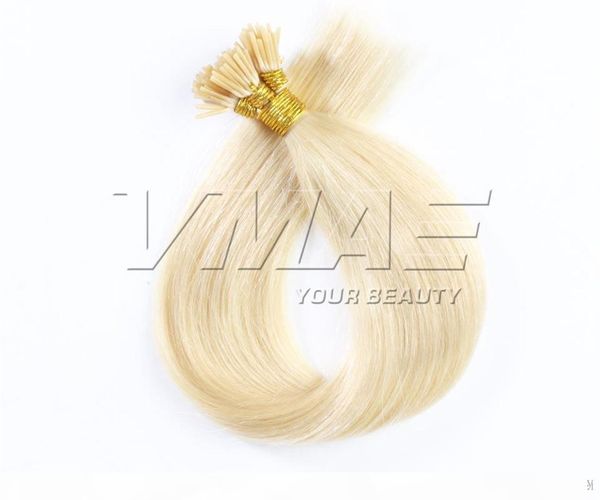 

vmae russian straight blonde #613 1g strand 100g keratin stick pre bonded i tip unprocessed virgin human hair extensions, Black