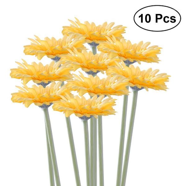 

decorative flowers & wreaths 10pcs artificial silk daisy simulation plants bouquet home office wedding decor (yellow)1