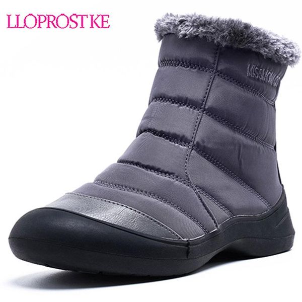 

lloprost ke women snow boots warm winter boots plush warm waterproof non-slip fashion women winter shoes fur botas mujer, Black