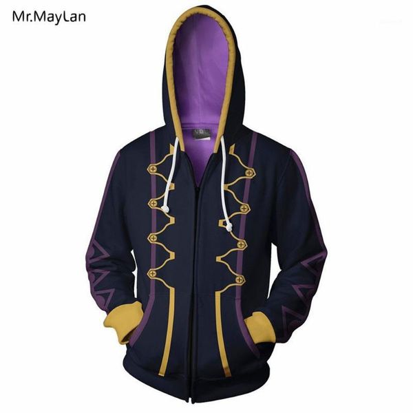 

japan game fire emblem robin 3d print zipper hoodies men/women cool cospaly hiphop tracksuits boys hat jackets coat outwear 5xl1, Black