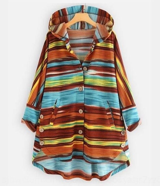 

uv2qk cardigan stripes long-sleeved single-breasted mid-length women's striped striped hooded stripes irregular hooded long-sleeved sin, Black