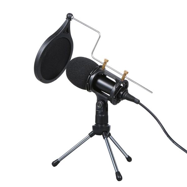 

wired condenser microphone audio 3.5mm studio mic vocal recording ktv karaoke mic with stand for pc phone video conferencing