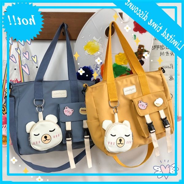 

yuansufeng postman bear 2020 new fashion nylon shoulder bag cute girl student cross schoolbag