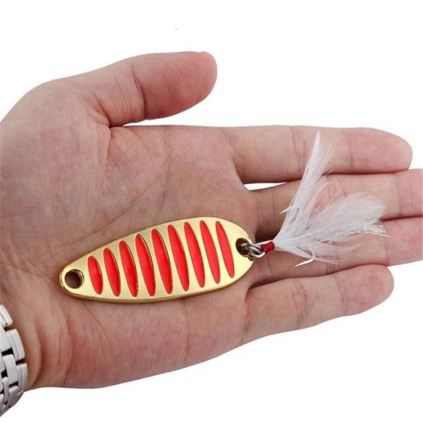 

1pcs fishing spoon lure metal silver gold 10g 15g 20g bass baits with feather iscas artificial hard bait carp fishin jllcut