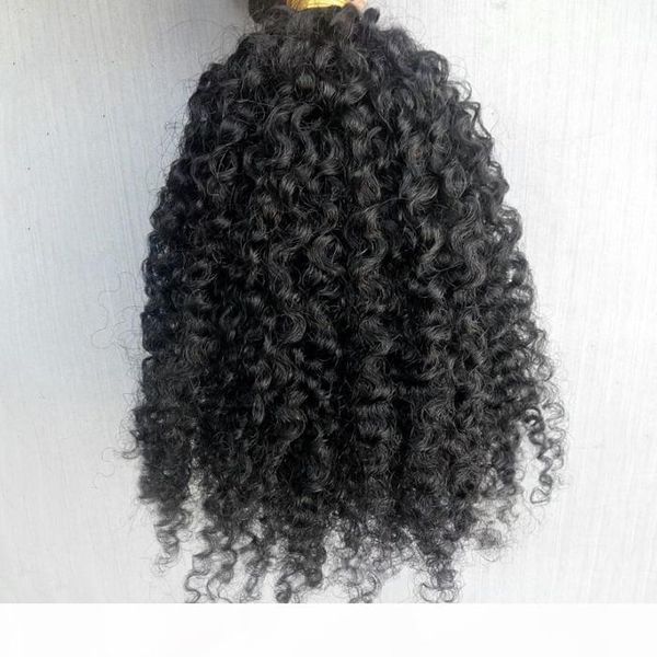 

new brazilian human virgin remy natural black hair kinky curly hair weft soft double drawn hair extensions unprocessed color