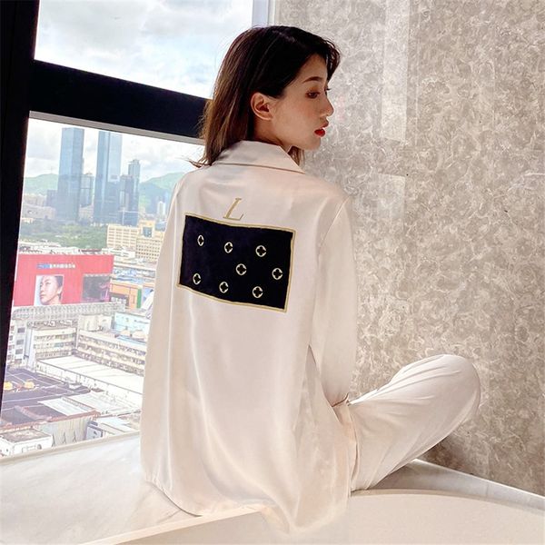 

ins i silk pajamas 2021 new sleepwear winter wite long sleeve silk mens ome pajamas couples #182#10900000, Black;red