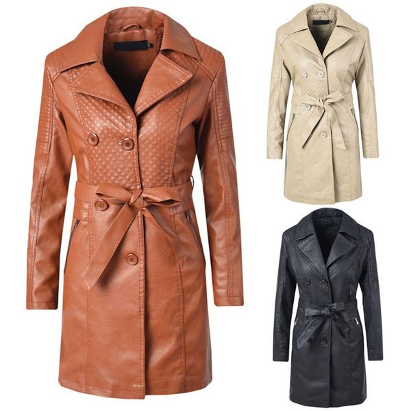 

coat women casual winter slim zipper long sleeve long bandage jacket warm coat veste femme chaquetas mujer 2021 jaqueta feminina, Tan;black