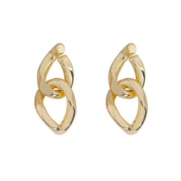 

female fashion jewelry copper drop earrings gold color link chain geometric earrings for women hanging dangle earrings, Silver