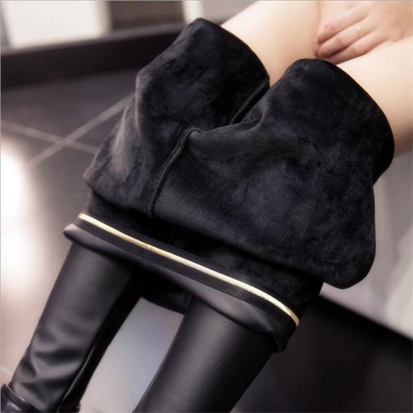 

2019 new women winter leather leggings high waist leggins thick velet legging warm black push up leggings jeggings m 3xl cm260