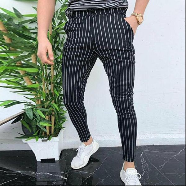 

mens slim fit tracksuit sport gym skinny jogging joggers sweat pants striped trousers, Black