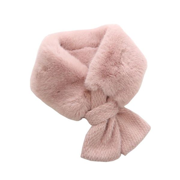 

fashion winter faux fur women scarf short neck patchwork bow collar ring neckerchief wraps encharpe sjaal muffler for ladies, Blue;gray