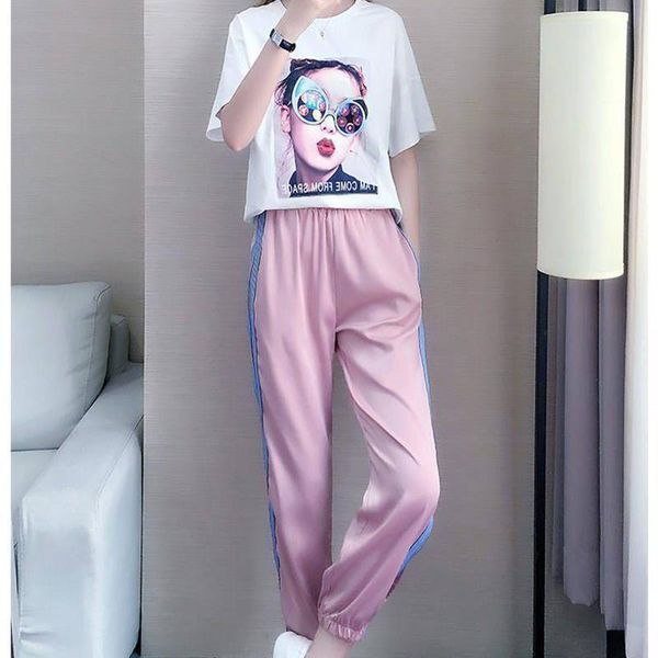 

sports suit women fashion street clothes summer new fashion teenage students loose casual clothes two piece set jogging femme, Gray