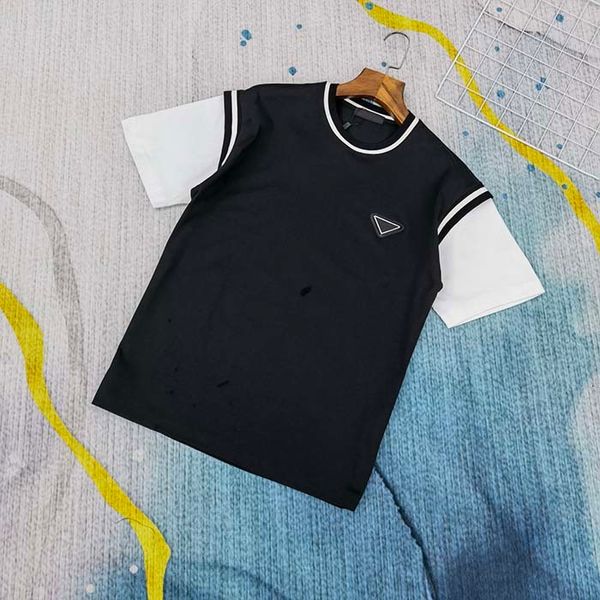 

mens designer spring summer triangle tee t shirt fashion hoodies men women casual cotton t-shirts black 05, White;black
