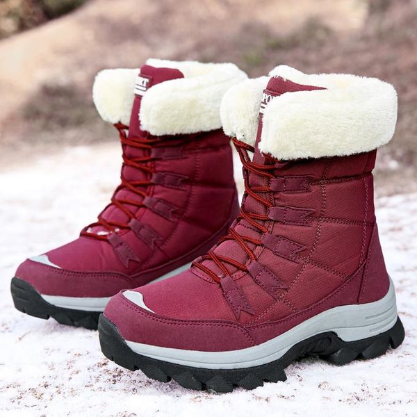 

high-plush side women boots 2020 winter thick women snow boots non-slip platform shoes plus size, Black