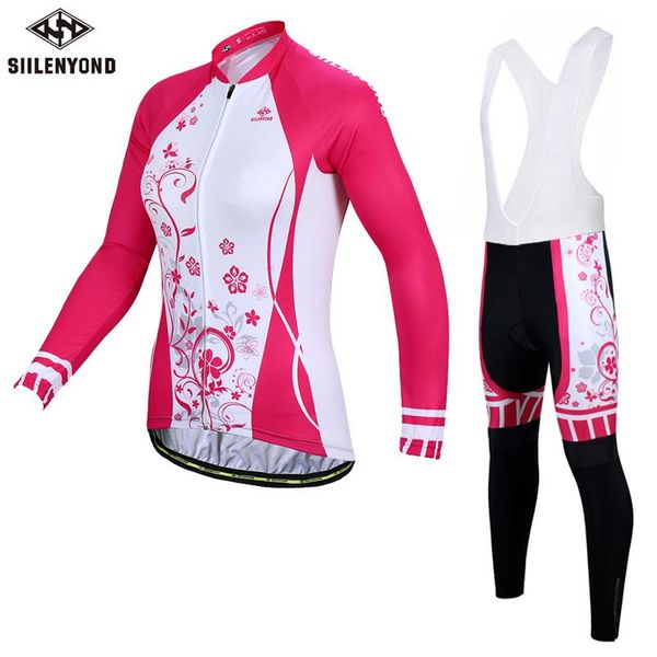 

racing sets siilenyond 2021 women autumn cycling jersey mountain bike clothing suit anti-slip mtb bicycle clothes, Black;blue