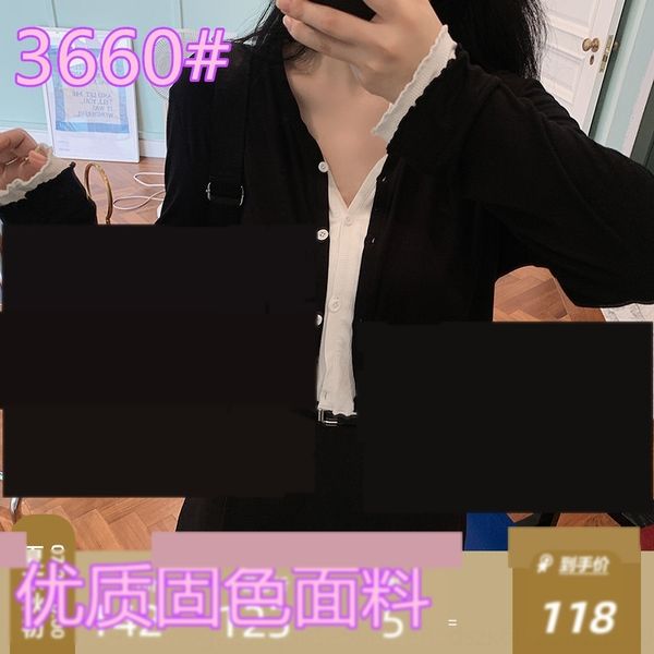 

li xiaosa fat mm thin v-neck stitching fake t-shirt t-shirt two t-shirts for women's wear large loose meat covered knitted cardigan thi, White