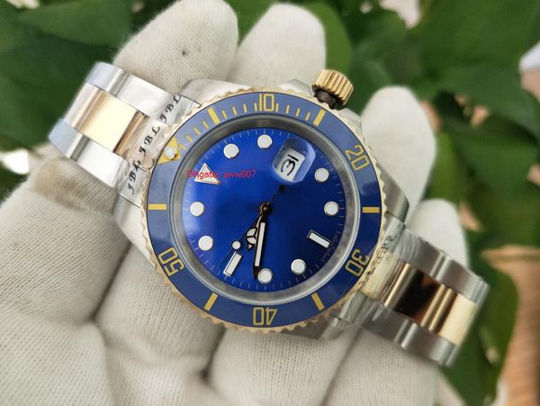 

elling sapphire watch 40mm ceramic two tone gold 116613 asia 2813 mechanical automatic mens men's watch watches, Slivery;brown