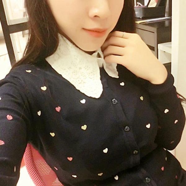 

neck ties women pure color lace detachable lapel choker necklace shirt fake false collar 85wb, Blue;purple