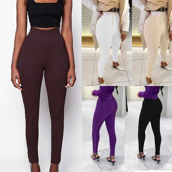 

yoga outfits fashion women pants high waist line breech leggings close fitting gym ladies fitness sweatpants casual sports long, White;red