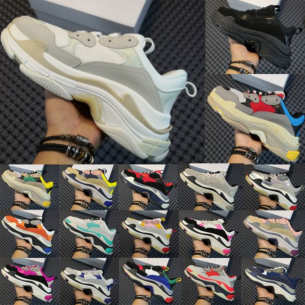 

2020 paris triple s clear sole casual shoes white black grey navy men women dad platform shoes height increase beige trainers sneakers