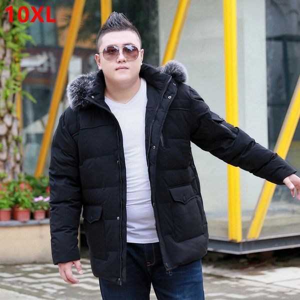 

winter popular plus fertilizer xl men's down jacket extra large coat big people hooded business casual fur collar keep warm