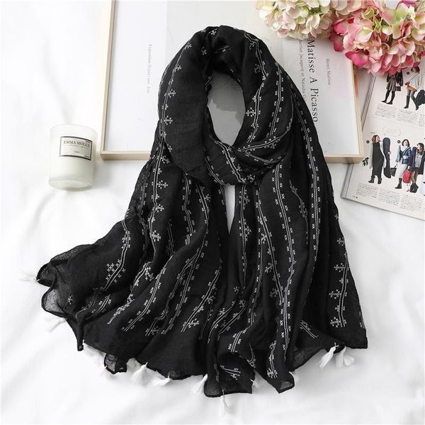 

scarves hoge kwaliteit katoenvrouwen sjaal hijab sjaals lady wraps solid borduren foulard warm femme winter bufanda 2021, Blue;gray