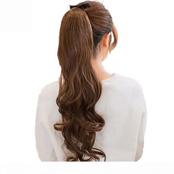 

evermagic wrap around ponytail claw jaw in hair pieces wavy brazilian remy hair 100g per pack human hair extensions, Black