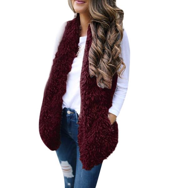 

winter vest women ladies lady faux fur solid casual sleeveless warm vest waistcoat vests open stitch d90716, Black;white