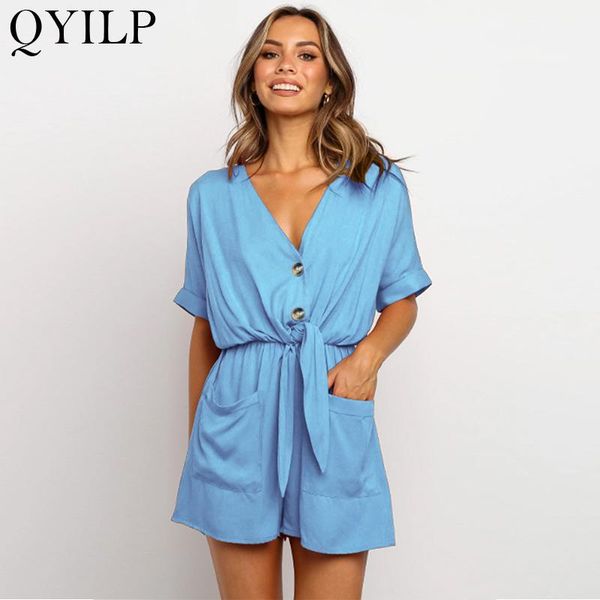 

women's jumpsuits & rompers qyilp women's jumpsuit shorts casual loose short sleeve v-neck 2021 summer fashion playsuit bodycon ov, Black;white