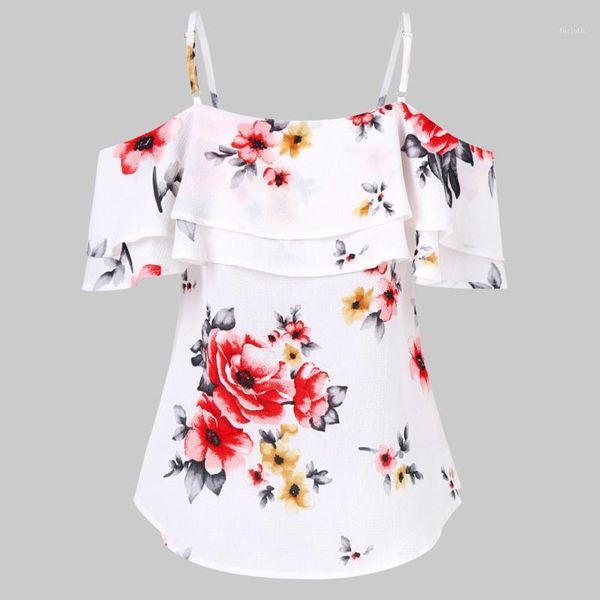 

2019 fashion women casual v-neck floral printing shirt dress party off shoulder sleeveless apparel hipping1, White