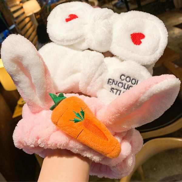 

hair accessories wash face women girls hairbands soft warm coral fleece bow animal ears headbands headwear bands turban bag