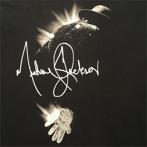 

vintage michael jackson concert tour tshirt mens large signature hat silhouette sport hooded sweatshirt hoodie