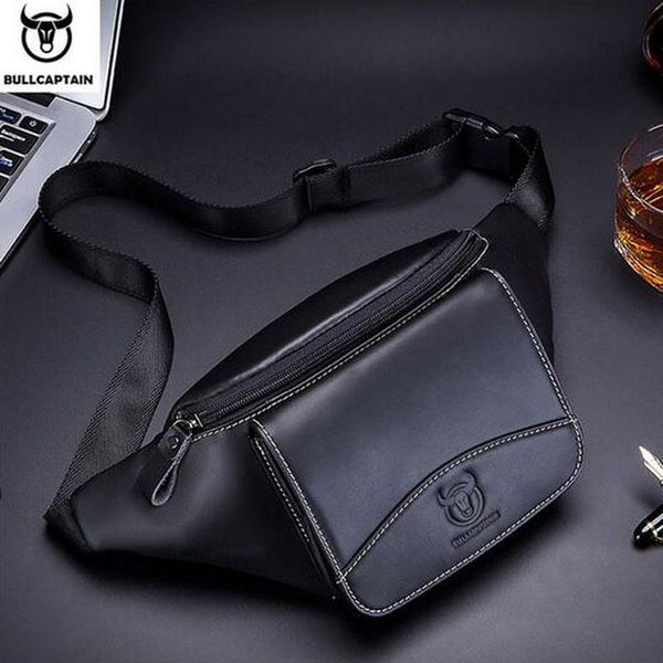 

waist bags bullcaptain cowhide men bag pocket chest retro male leather sling