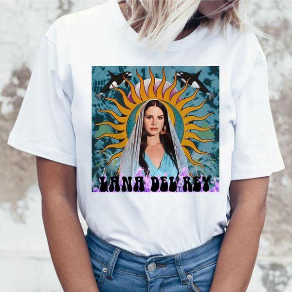 

lana del rey t shirt korean women funny cartoon clothes t shirt harajuku female clothing ullzang tee printed tshirt, White