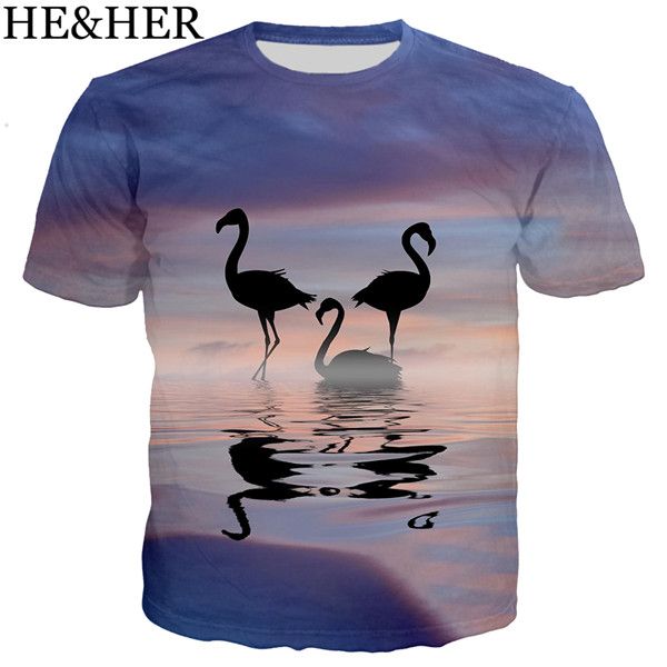 

sweet love flamingo 3d print shirts plus size graphic funny men clothing
