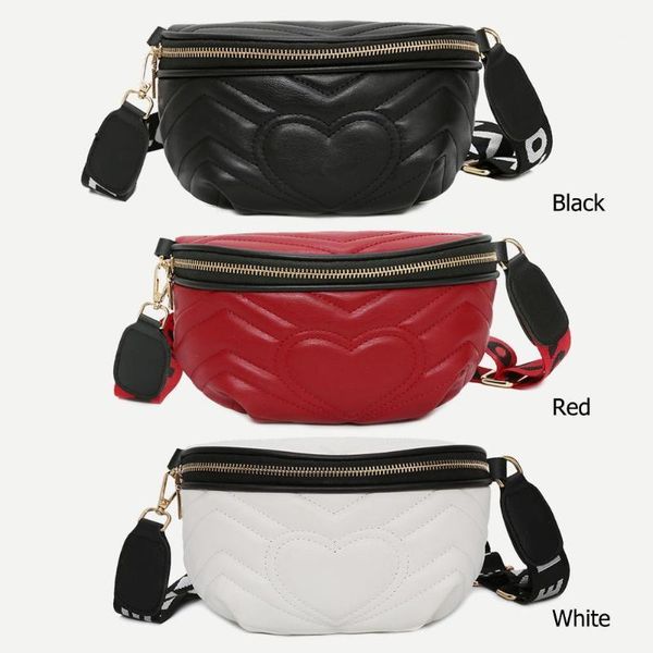 

fashion ladies pu leather crossbody shoulder bag solid color love heart decor women waist fanny belt pack leather chest bags1