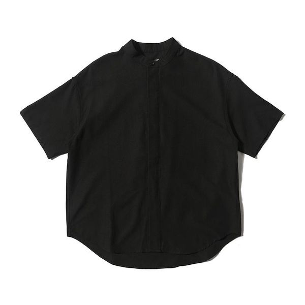 

version fog black vintage casual men shirts summer style men short sleeve soild shirts streetwear, White;black