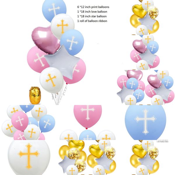 

cross balloons easter latex god heart bless star aluminum balloon baptism forked holy communion party christening decoration 2 na3u8