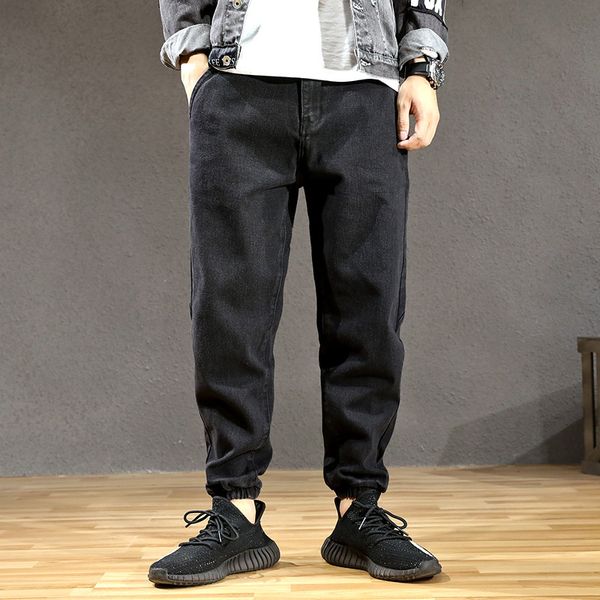 

2021 new newly designer fashion men jeans thick velvet warm casual cargo pants streetwear spliced hip hop joggers trousers hq2a, Blue