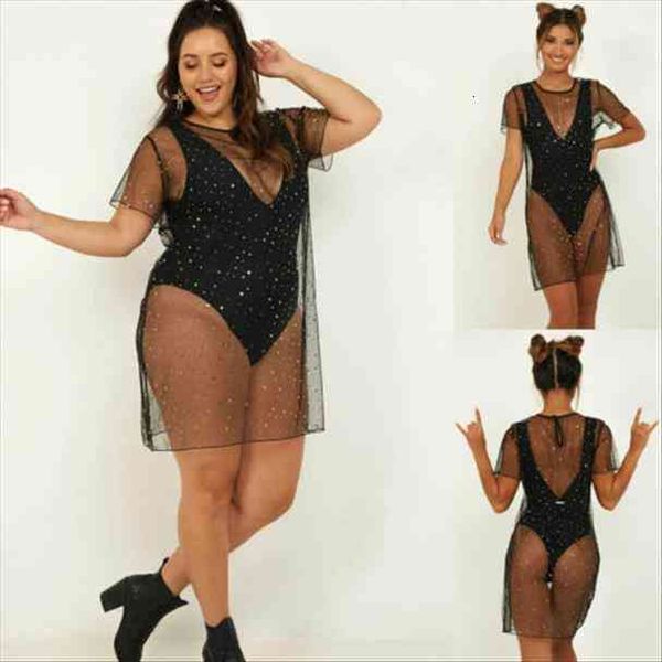 

women swimwear cover ups beachwear sequined sparky mesh sheer dress see through stars bathing suit swimwear, White;black